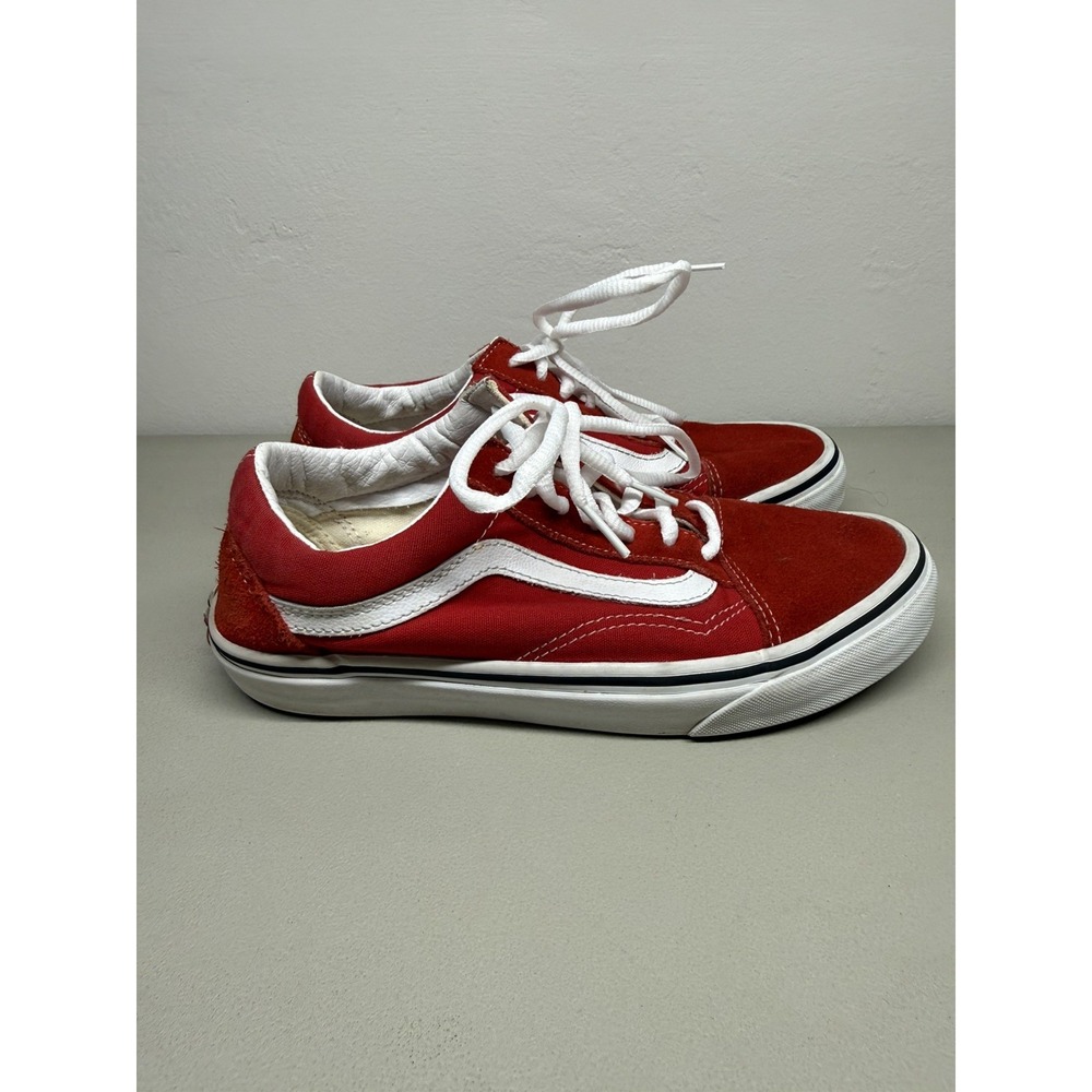 VANS Old Skool Red Canvas Suede Low Top Lace Up Casual Shoes Womens 7 / Mens 5.5
